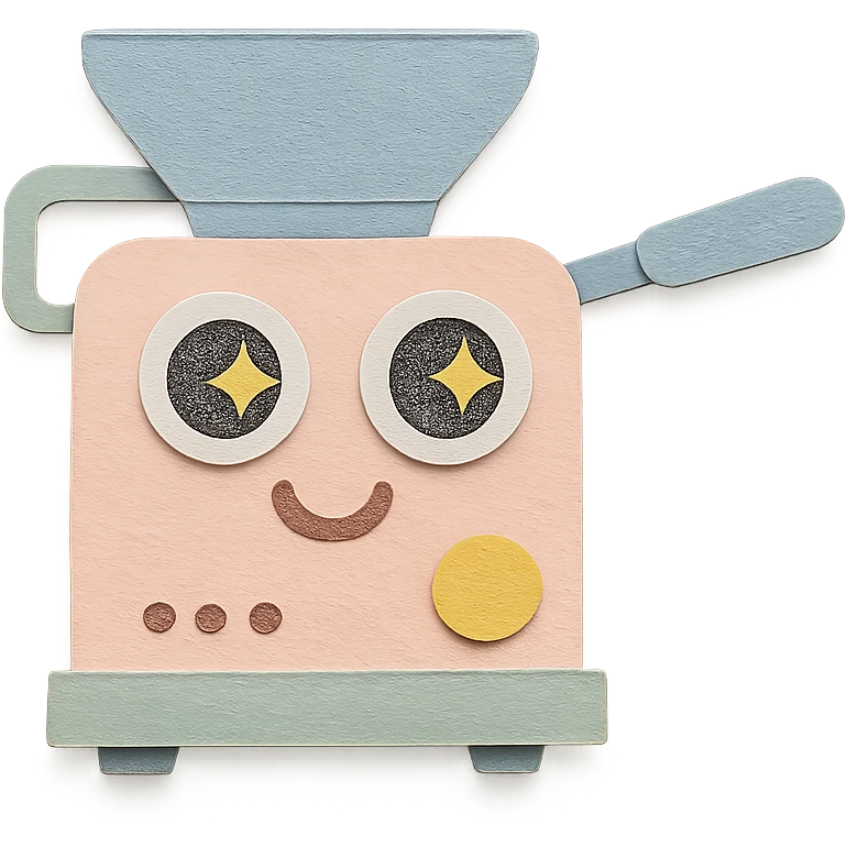 small home coffee roaster machine with big sparkling eyes, soft pastel colors emoji