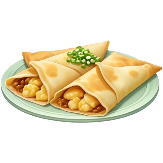 Chinese jianbing crepe street food with soft muted colors emoji