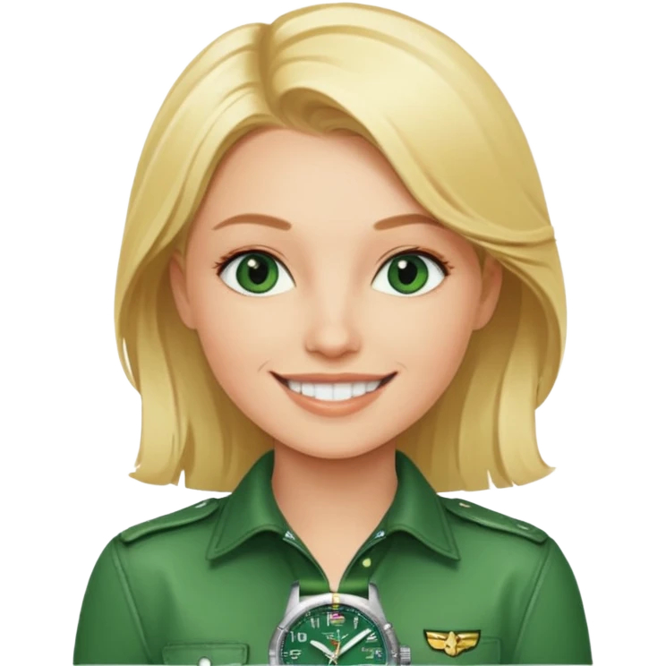 Breitling green faced watch on blonde girl wrait emoji
