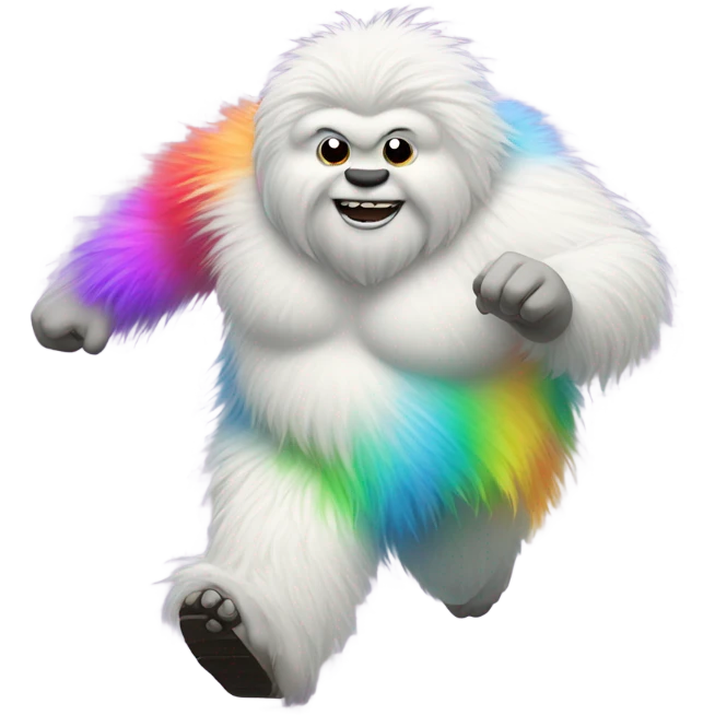 fat rainbow yeti running  emoji