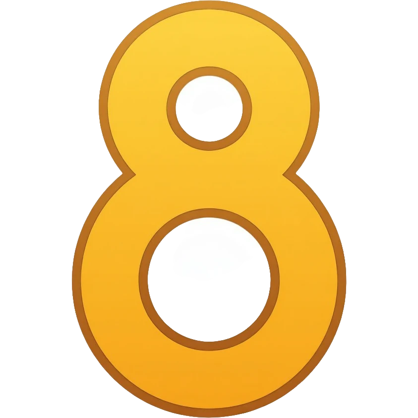 Number 8 on a yellow volumetric background emoji