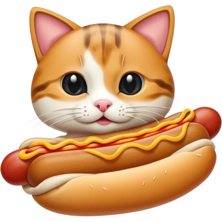 Cat eats hotdog emoji
