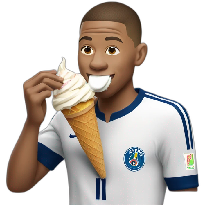 Kylian Mbappé eating ice cream emoji