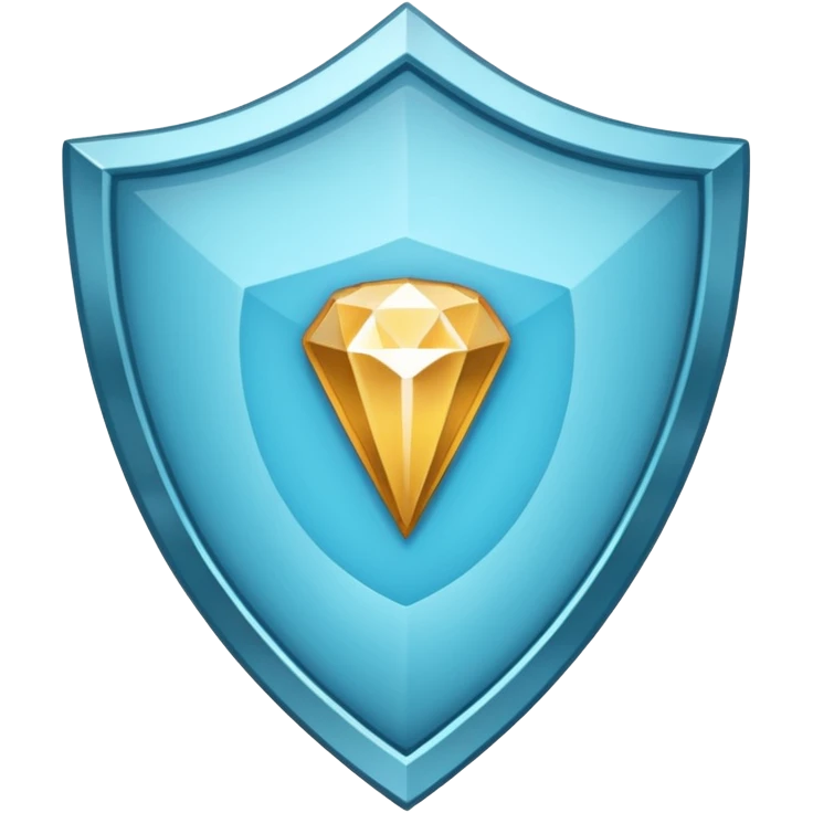 Cyan blue shield with diamond plated emoji