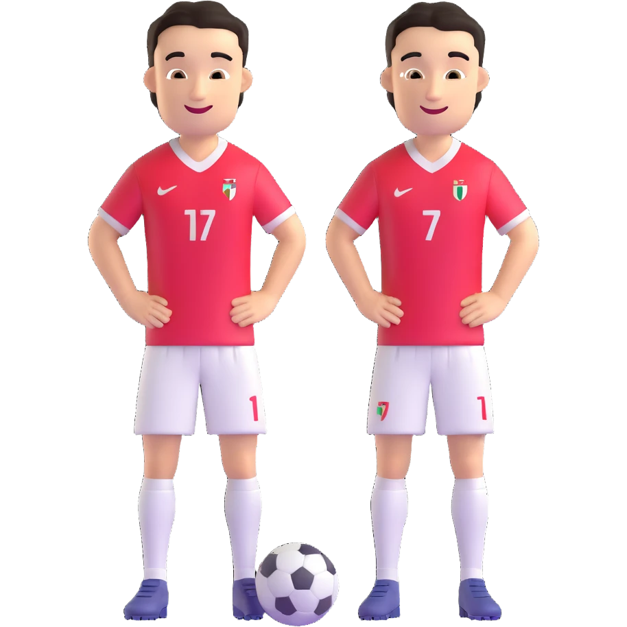 soccer player with short dark hair, athletic build, smiling, inspired by Cristiano Ronaldo emoji
