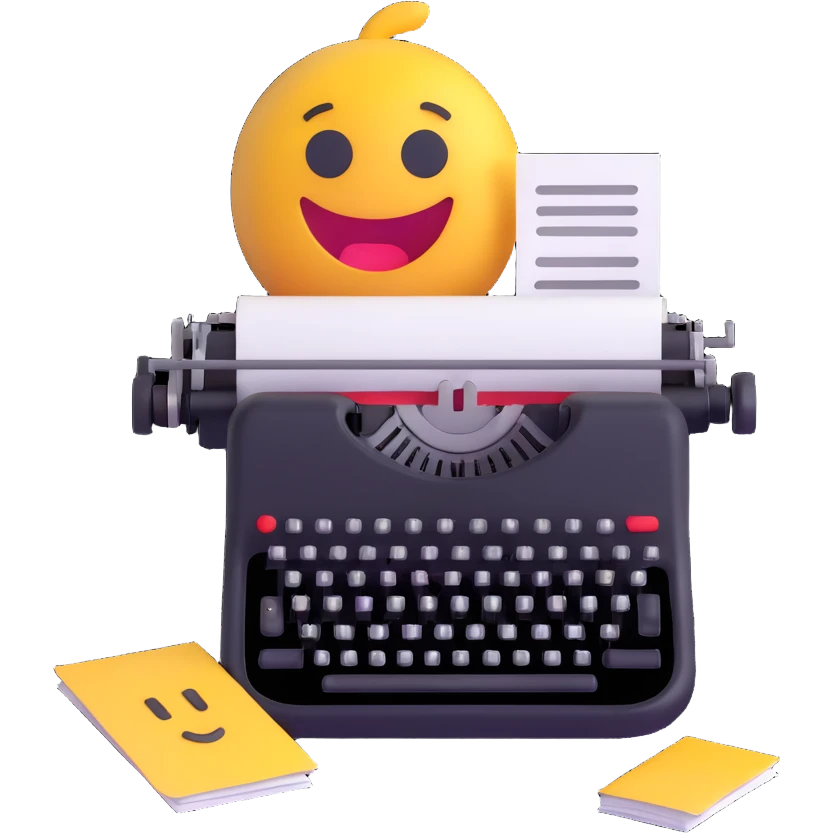 copywriter emoji, typewriter and paper, creative vibe emoji