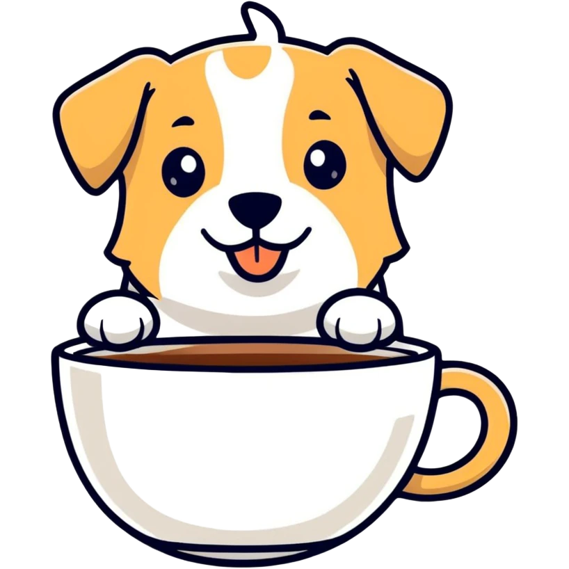 Dog in a coffee cup emoji