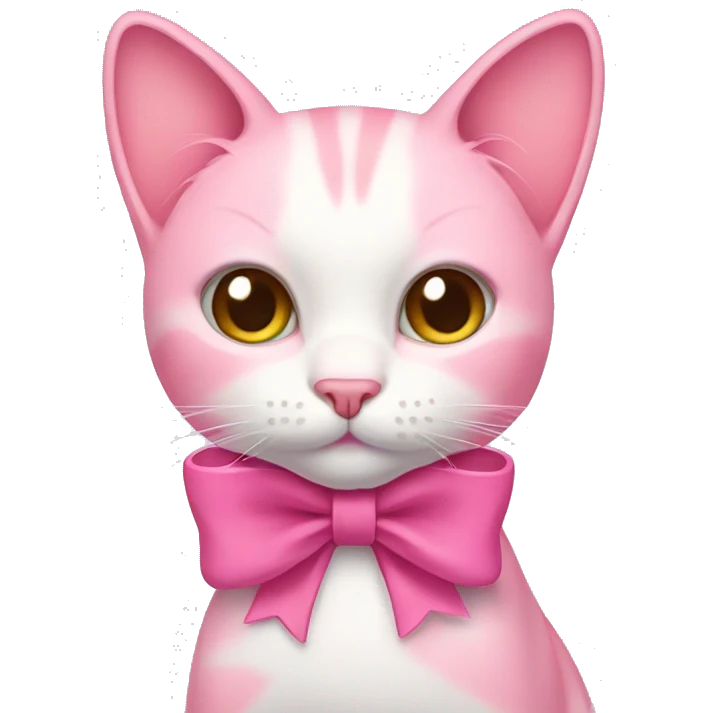 Pink cat with a bow  emoji