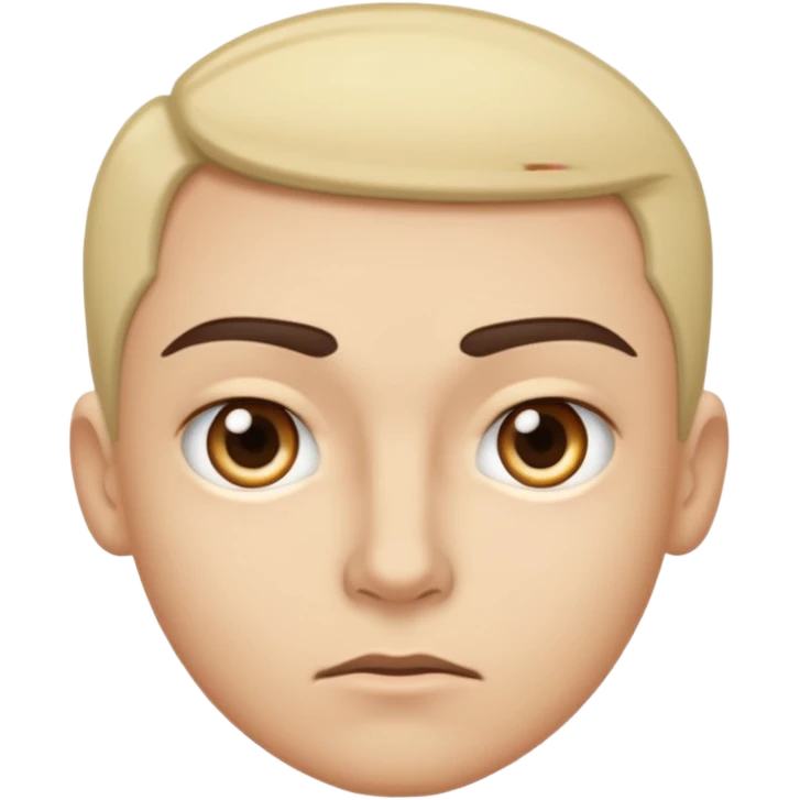 focused sharp eyes, eyebrows slightly angled inward, small straight line mouth, controlled and precise expression, subtle dissatisfaction

 emoji