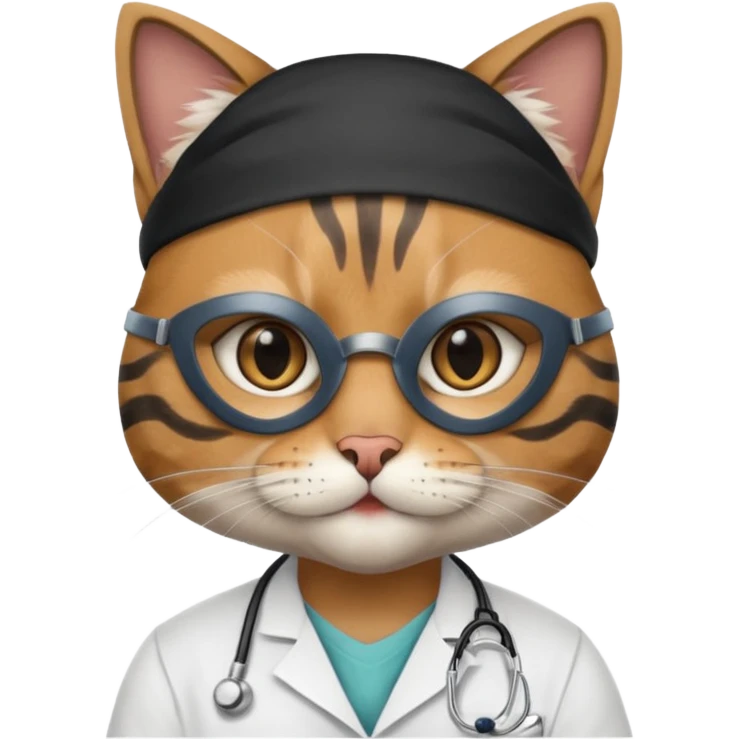 doctor cat, black surgeon mask emoji