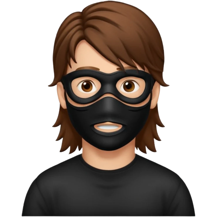 A guy with a brown mullet and a black mask over his mouth and nose emoji