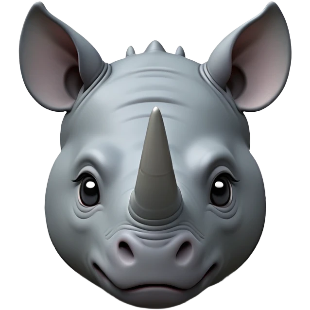 cinematic-noble-cute-rhinoceros-portrait-emoji,slate-grey-hide-poised-and-regal,-with-a-massive,-powerful-build-and-a-thick,--deep-set-soulful-piercing-eyes,-simplified-yet-sharp-and-sophisticated-features,-highly-detailed,-large-black-eyes, white horn, front facing emoji