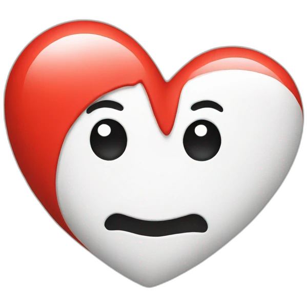 Emoji with a red white tsheart emoji