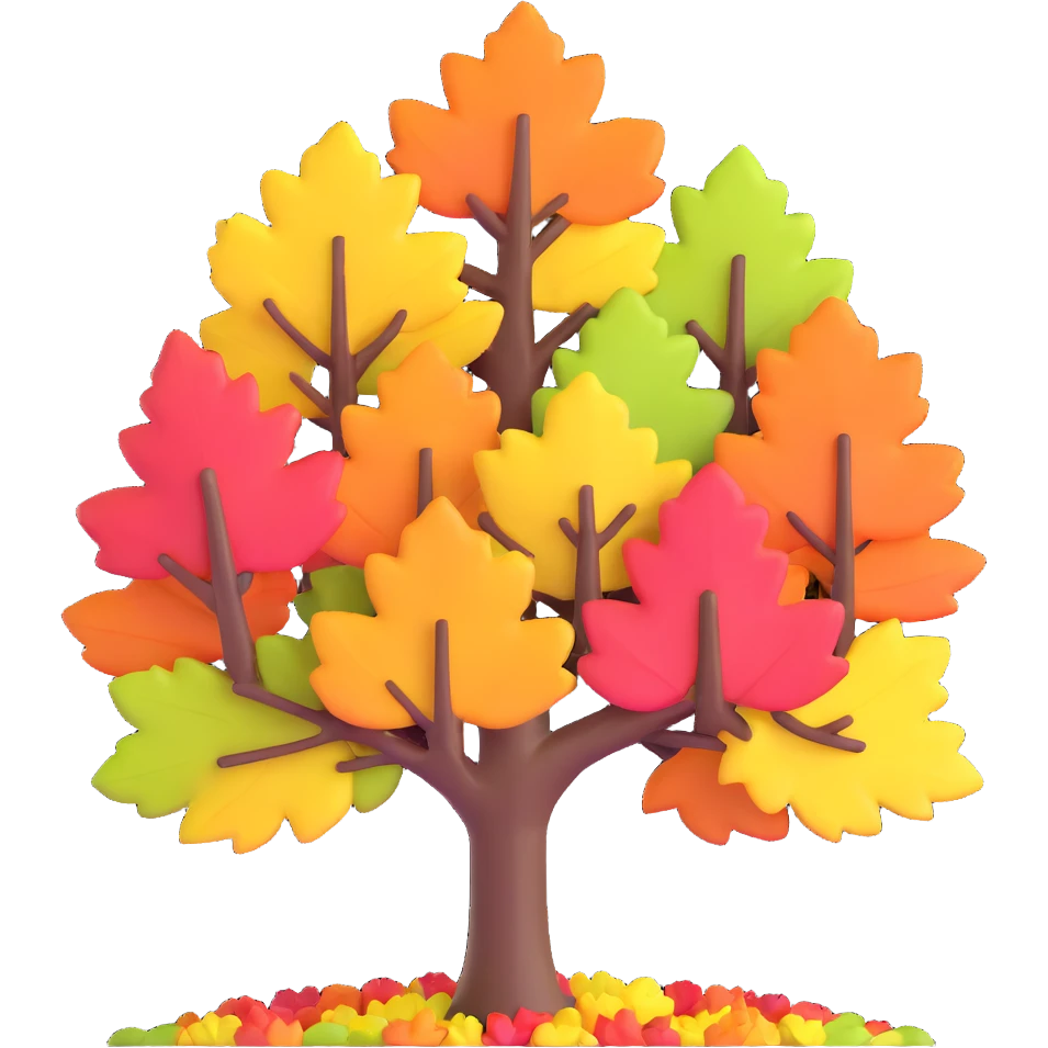 tree in the fall with colorful autumn leaves emoji