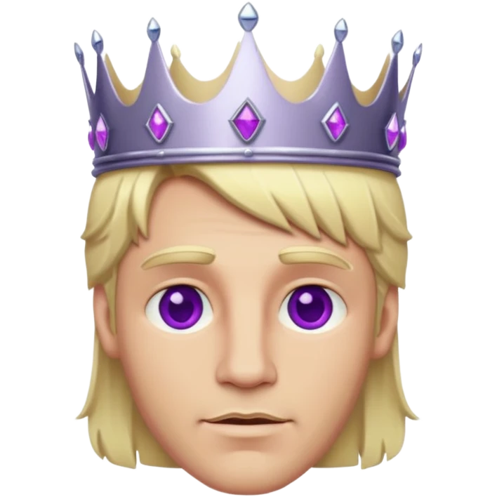 blonde king with silver crown and purple gems emoji