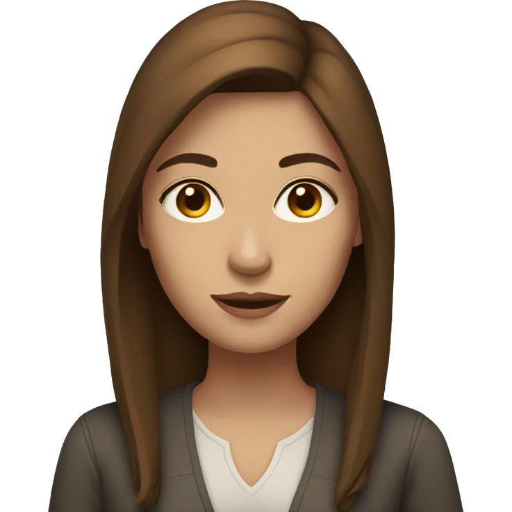 Woman with brown hair and middle part emoji