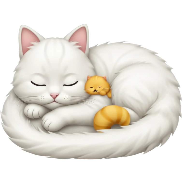 emoji of white sleeping cat with a tail hanging down emoji