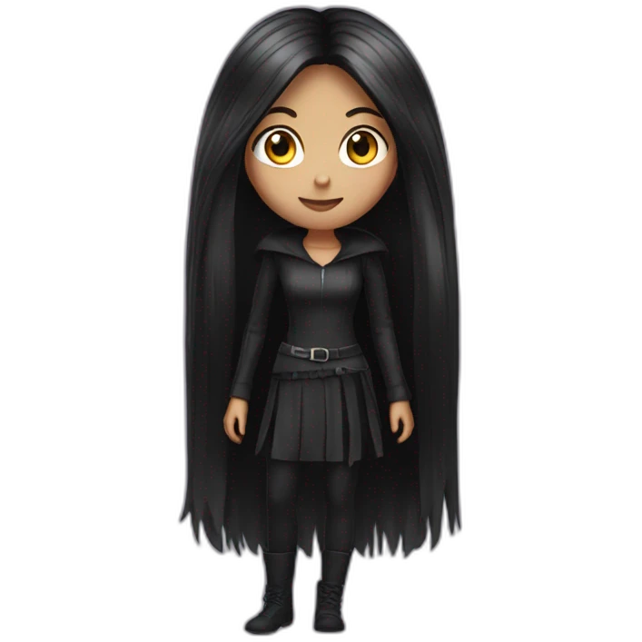 girl with black long hair and halloween costume emoji