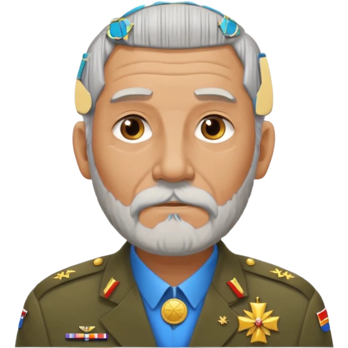Older soldier with gray beard and medal pins.































 emoji