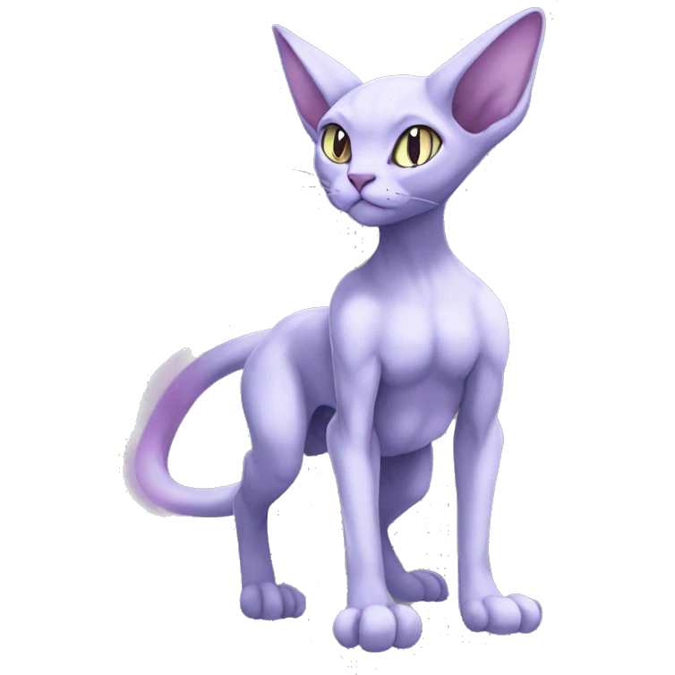 Anthro Mewtwo-Cat-Sphynx-Sona-Fakemon Nebula Full Body emoji