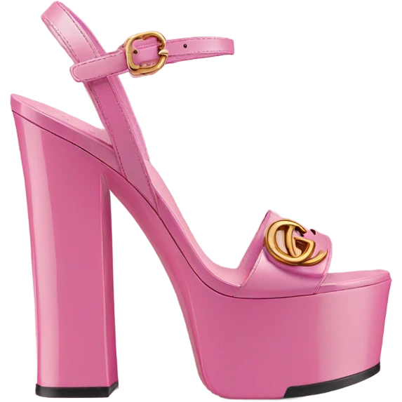Platform Gucci sandals pink emoji