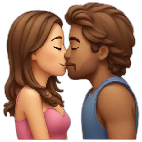 Couple kissing cute emoji