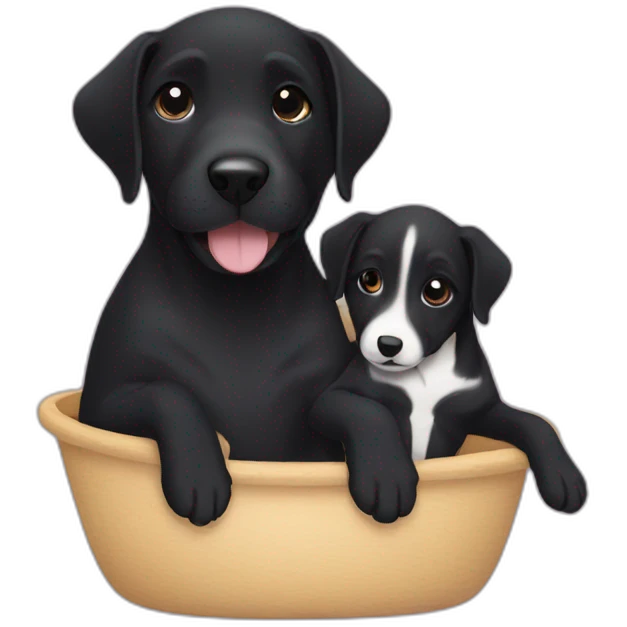 black dog breastfeeding puppies emoji