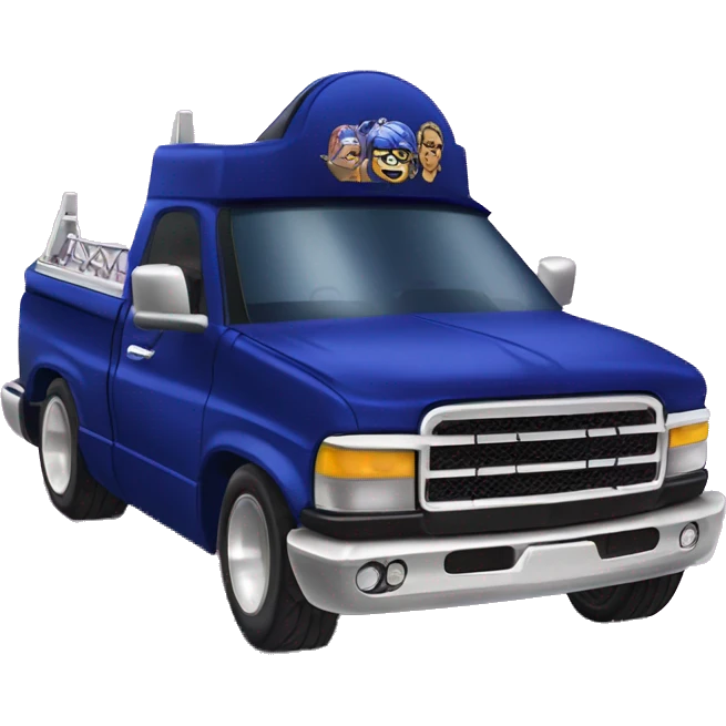 Dark blue Barbie themed lowrider armored drag racing truck  emoji