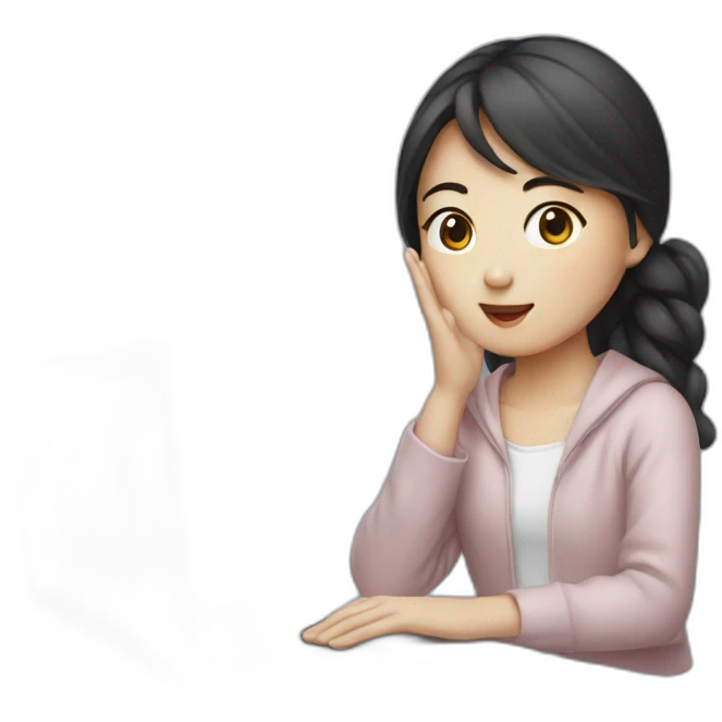 Korean girl with macbook emoji