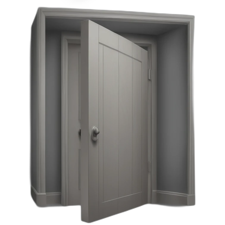 one open door wood color gray style perpective emoji
