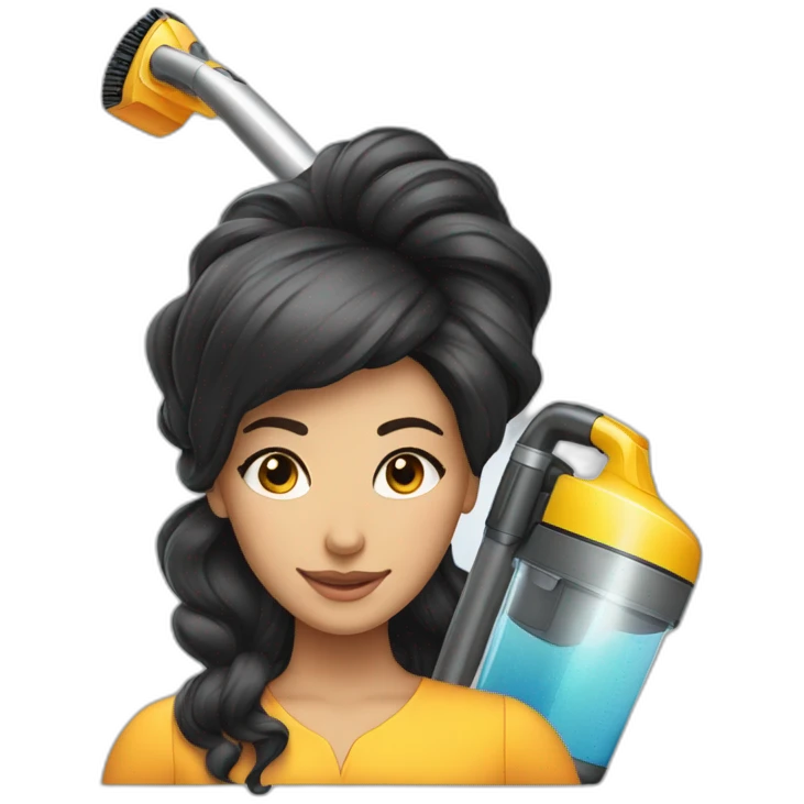 a Moroccan curvyhair do the housework vacuum cleaner emoji