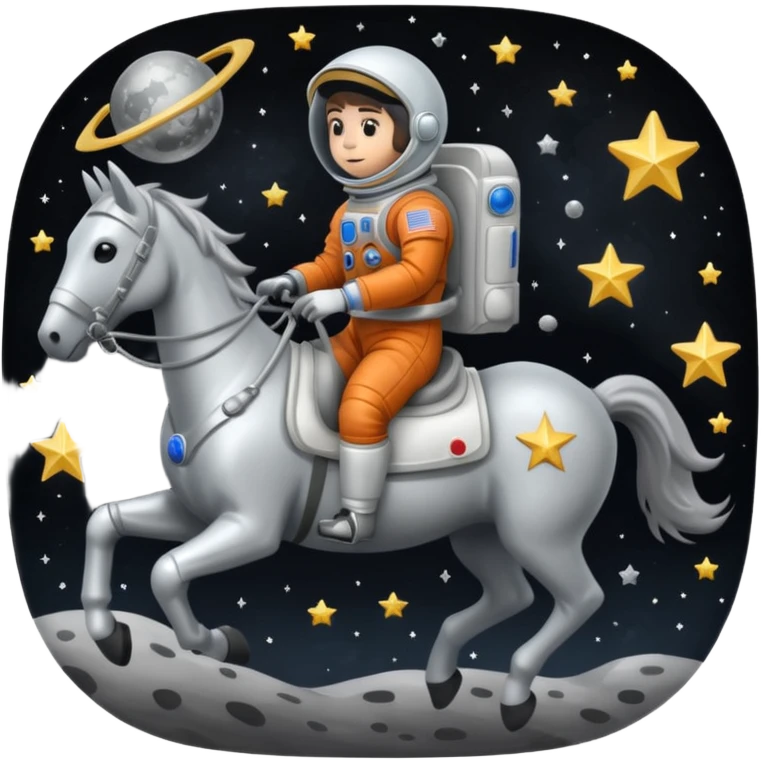 astronaut on horseback with stars in background emoji