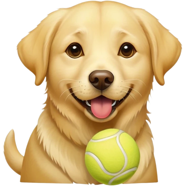 Yellow lab with tennis ball in its mouth  emoji