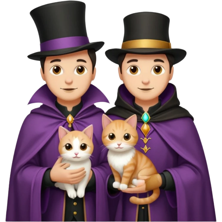 magician couple and their pet cat emoji