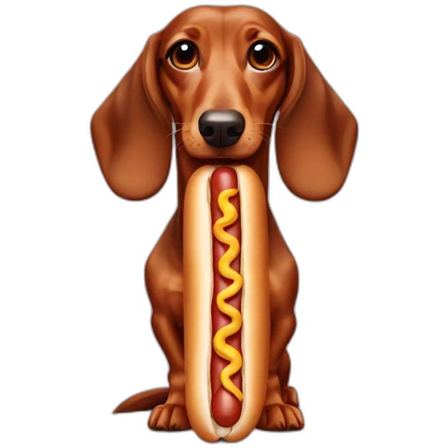 Dachshund dog that is a hot dog emoji