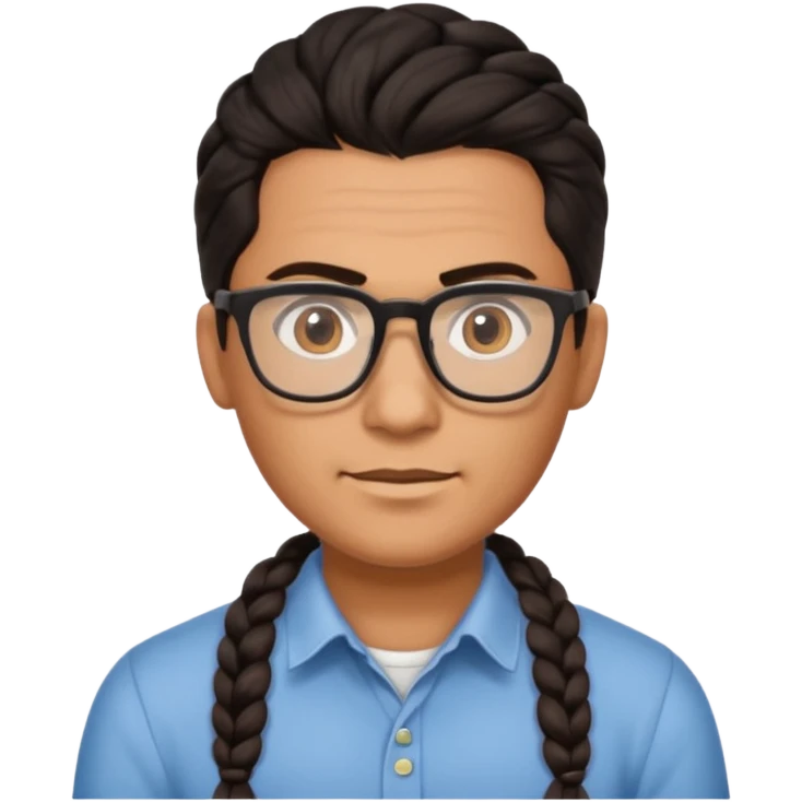 dark haired and braided man with glasses emoji
