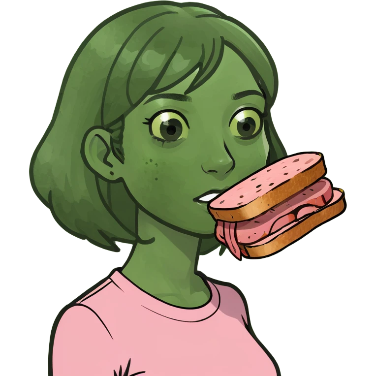 kawaii girl with spam meat emoji