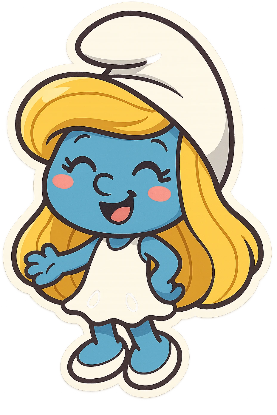 Smurfette with yellow hair, cute and happy emoji emoji