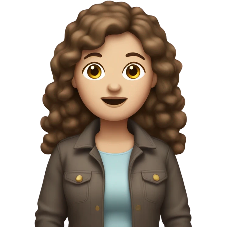 Chubby brown haired woman thin brown hair emoji