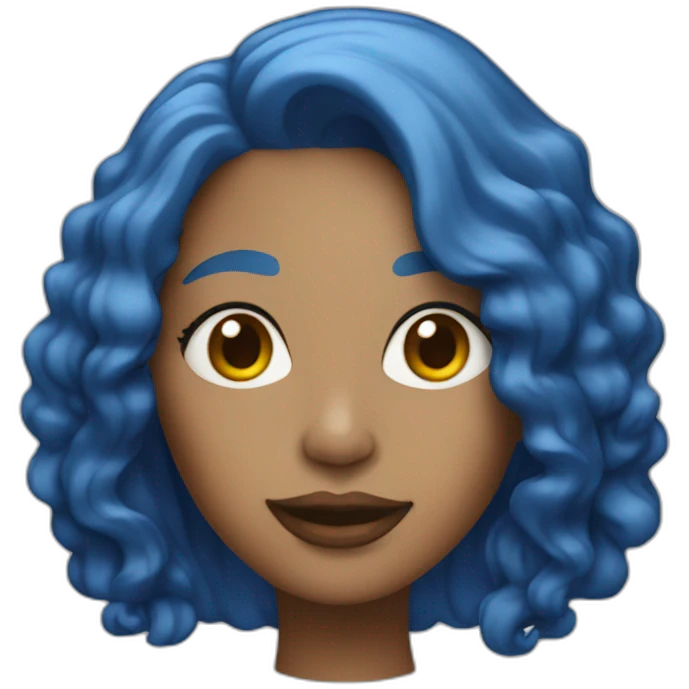 jazz singer with blue long hair, woman, 43 years old emoji