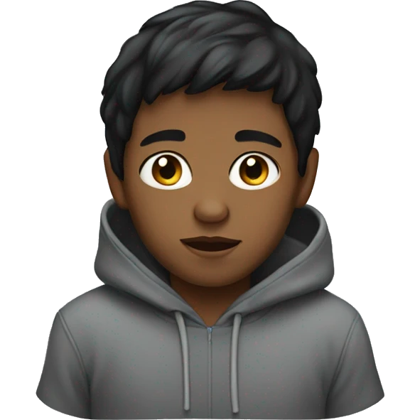 A  black-haired  little  boy  wearing  a  hoodie. emoji