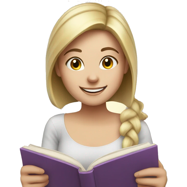 Happy white girl reading a book  emoji