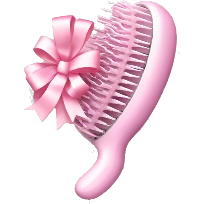 light pink hairbrush inspired by a tangle teezer with a bow in the middle emoji
