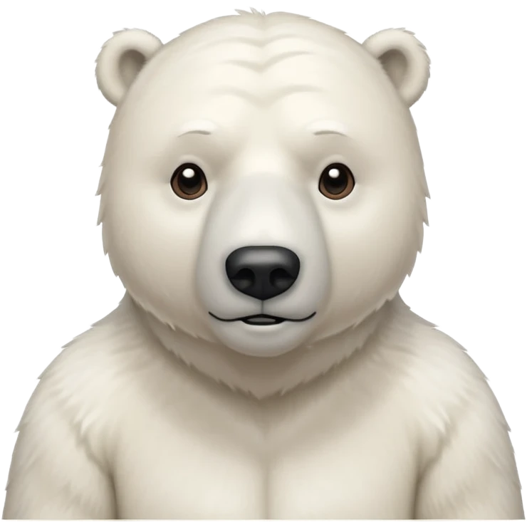 Make a humanoid polar bear shrugging, he must look doubtful, showing only from chest above, no legs emoji