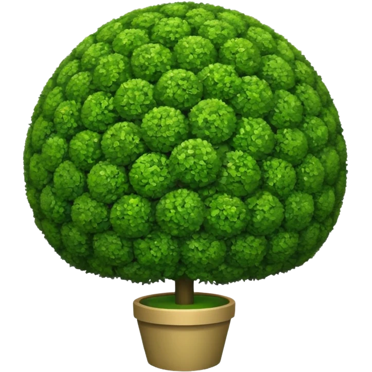 ball shaped topiary tree emoji, round green bush on trunk, spherical garden tree, emoji style, white background emoji