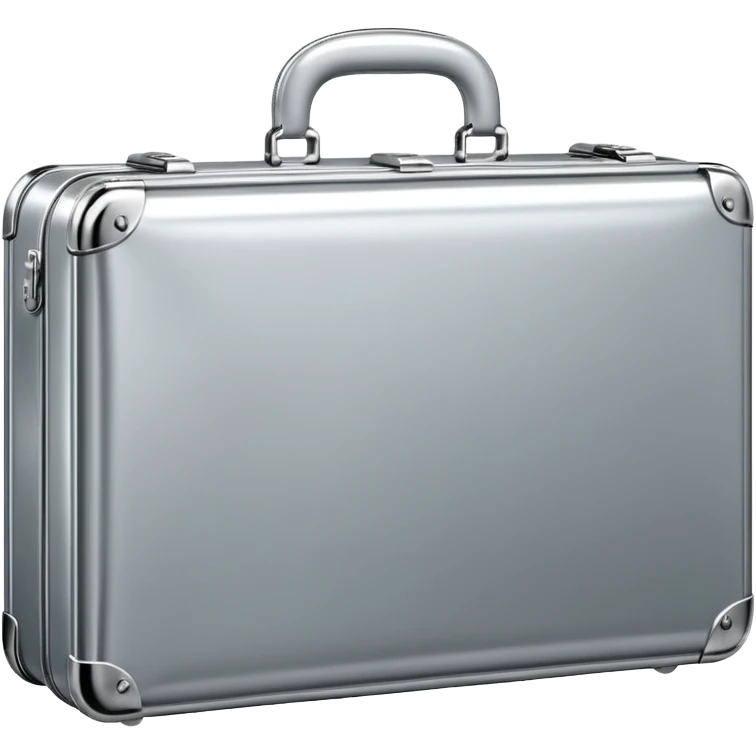 A luxury briefcase emoji made of polished silver chrome, smooth rectangular shape, metallic reflections, minimal high-end design, swag business aesthetic, iOS emoji style, centered, clean white background
 emoji