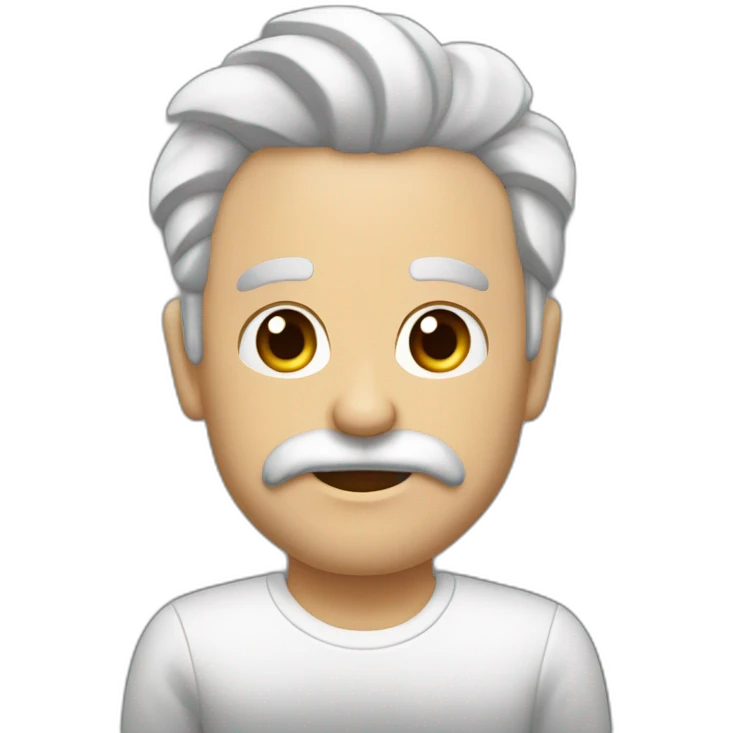 Hombre moreno con barba blanca en barbilla y delgado emoji