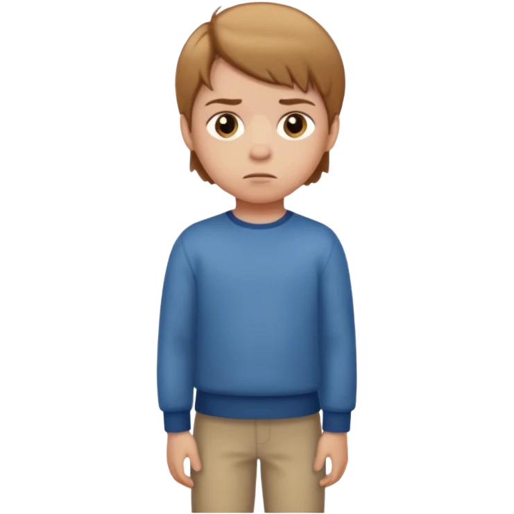 ребенок, стоит строгий и напряженный  emoji