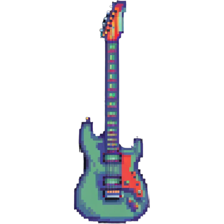 8-bit retro electric guitar, gaming style emoji