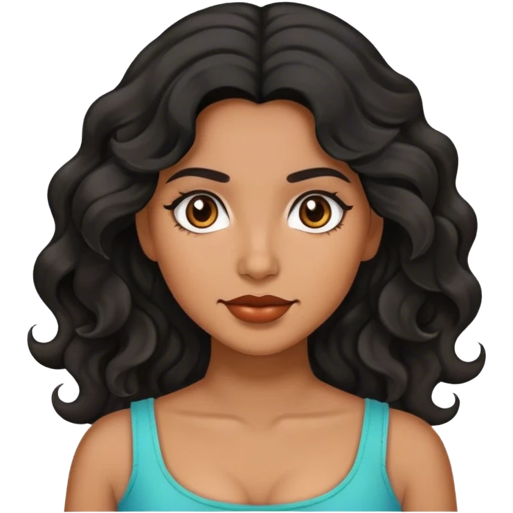 Latina with black wavy hair emoji